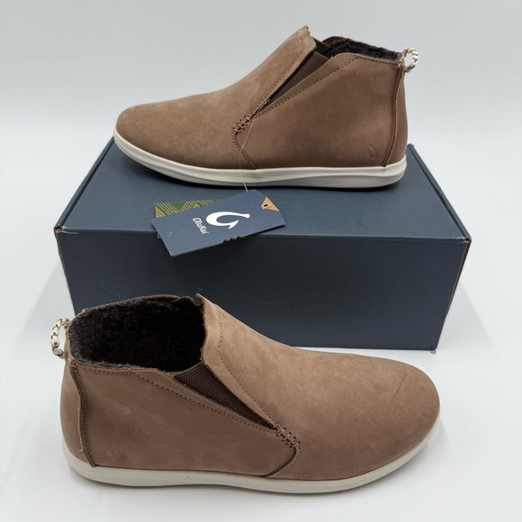 OluKai Women’s Hawai‘iloa Manu Hope Booties Taupe Grey/Off White 9.5 NWT NIB - Picture 1 of 9